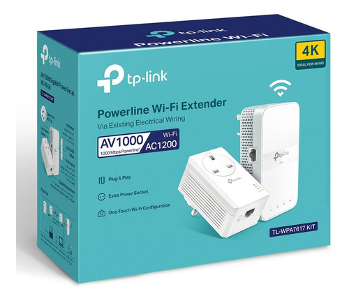 Adaptador Powerline Tp-link Tl-wpa7617 Kit V1 Branco 110v/220v