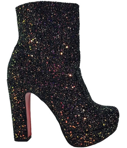 Bota Salto Alto Glitter Preto Dom Amazona Numero Grande 