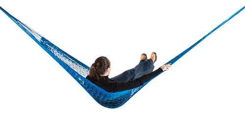 Rede De Dormir Camping Nylon Impermeável Azul Anil
