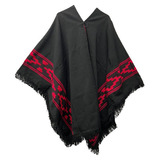 Poncho Incaico Adulto Guarda Pampa Unisex Negro C/ Rojo