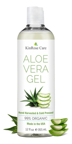 Gel De Aloe Vera Orgánico De 12 Oz Para Rostro, Piel, Cabell