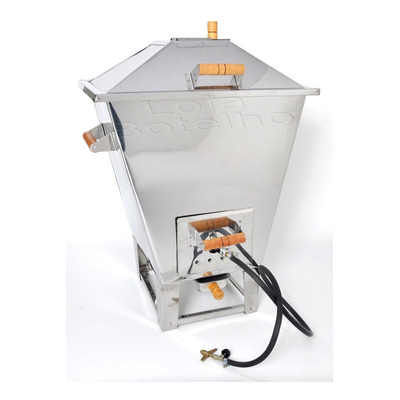 Churrasqueira A Bafo Inox Carvão E Gás + Kit Gás - Tam G