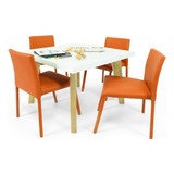 Set Comedor Infantil Lugo En Cuero Color Naranja