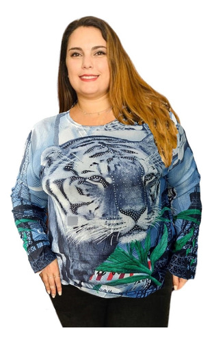 Remera Estampada Mujer Manga Larga Talles Grandes