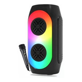 Mini Caixa De Som Amplificada Karaoke Potente Led Bluetooth Cor Preto
