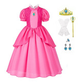 Disfraz De Princesa Peach Super Brothers Para Niñas Vestido Fiesta De Cumpleaños Carnaval Cosplay Peaches Halloween Navidad Vestido Rosa Niña