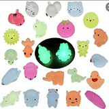 20 Squishy Animalitos Kawai Mini Surtido, Neon Fluorecente 