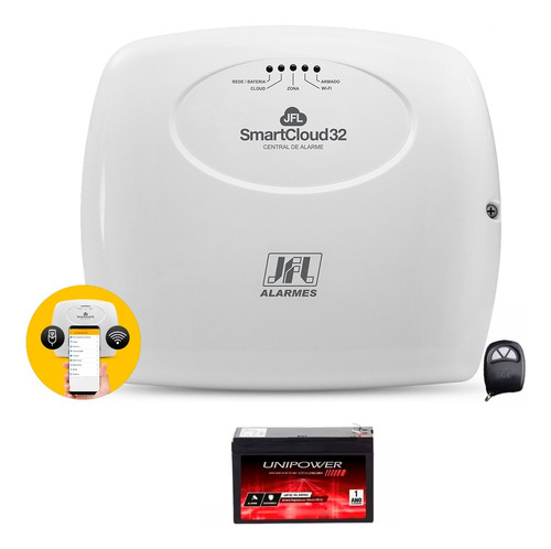 Kit Central Alarme Residencial Smartcloud 32 + Bateria 12v