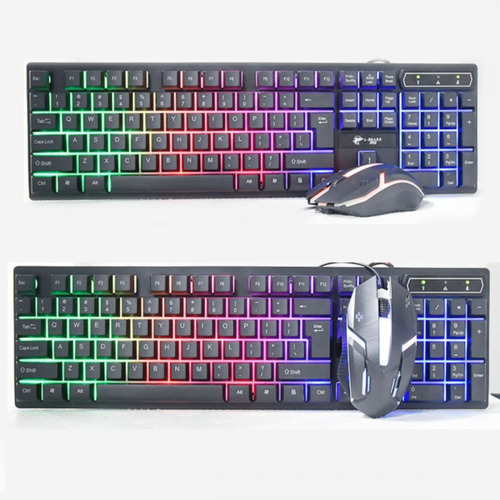 Teclado Semi Mecanico Gamer Pc + Mous Led Rgb Usb Ps4 Xbox 