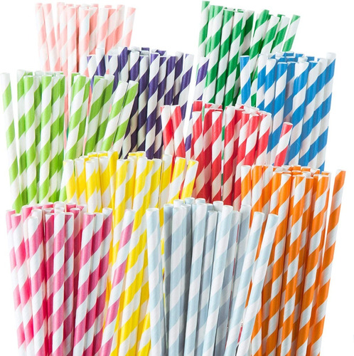 100 Popotes Biodegradables, Cartón Colores Económicos 
