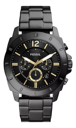 Reloj Fossil Privateer Bq2818 Acerado Humo Dorado Luxury