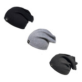 Kit 3 Gorros Beanie Brohood Canelado Chumbo Cinza Preto U