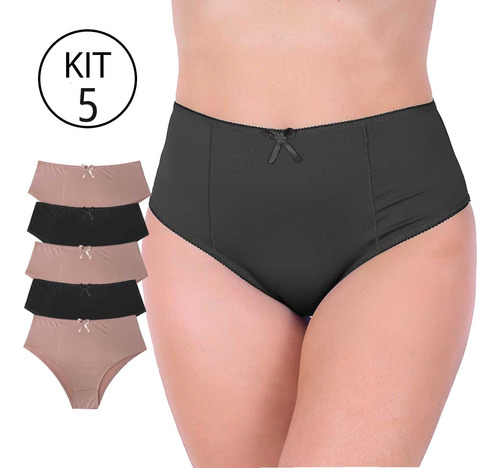 Kit 5 Calcinha Alta Plus Size Calçola Atacado Mf002