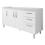 Balcão Gabinete De Pia 160cm Nathan 3 Portas Branco - Nathy