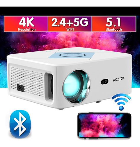 Proyector Vegoos Wifi Profesional Android 2.4g/5g, 17000 Lúmenes, 1080p (soporte 4k), Proyector De Cine En Casa De 50000 Horas Para Smartphone/pc/laptop/ps5/tv Tvstick/excel/ppt