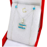 Cadena Veneziana Dije Bandera Argentina Aros Celeste Kit 110