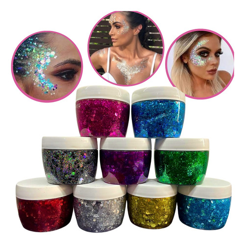 Party Box Bar Kit Glitter Gel Pote Grande Escamas Brillos