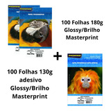 200 Folhas Papel Fotográifico A4 180g + 130g Adesivo Brilho