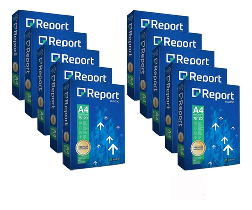 Kit 10 Papel Sulfite Report Premium A4 Branco - 500 Folhas