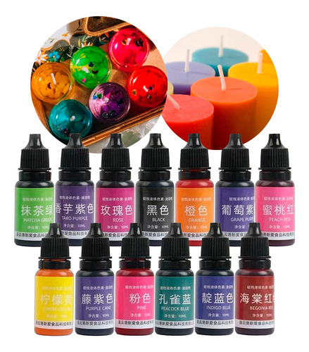 Pigmento Colorante Líquido Para Vela 10ml 13 Colores Sólidos