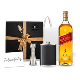 Box Regalo Whisky Johnnie Walker Red Label + Jigger Y Petaca