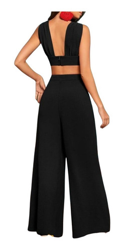 Conjunto Cropped Decote E Bojo E Calça Pantalona Flare #cj75