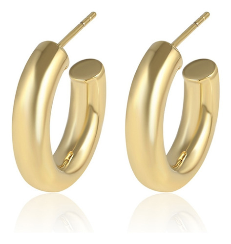 Aretes Oro 14k Lam Arracada Tubular Mujer Calidad Elegante 