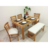 Mesa  De Comedor 80x124 Cm Para  6 Sillas  Con Barniz  