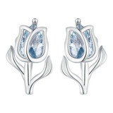 Aretes Topos Flor Tulipán Para Mujer En Plata 925 