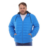 Jaqueta Masculina Plus Size Puffer Com Capuz Removível Frio