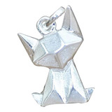 Collar De Gato De Origami Plata De Ley Cadena De 18 Pu...