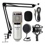 Set Microfono Condenser Con Araña, Popfilter, Brazo Y Cable