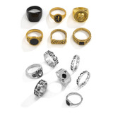 Xun Zhe Anillos Punk De Oro Y Plata Para Hombres, M.