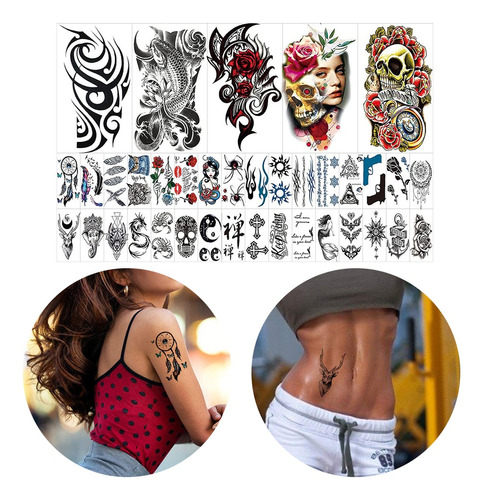 42 Tatuaje Tatto Temporal Falso Brazo Pierna Hombre Mujer