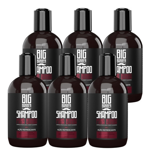 Shampoo Para Barba Big Barber 250ml Atacado Com 6 Unidades