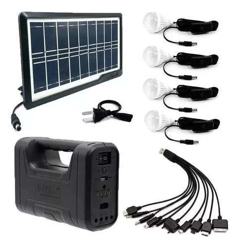 Kit Panel Solar Con Batería Y 3 Bombillos De 3w Carga Usb 5v