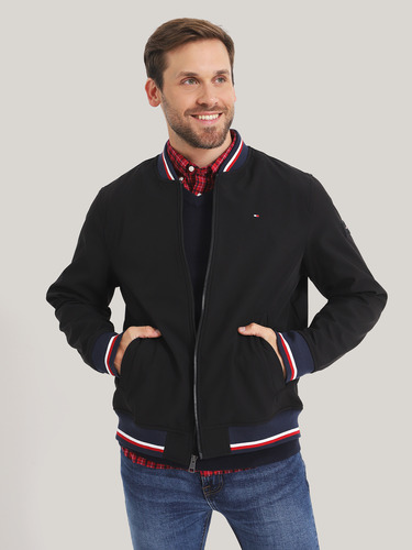 Chaqueta Bomber Varsity Stripe Negro Tommy Hilfiger