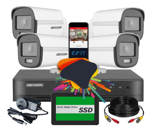 Kit Seguridad Dvr 8 Canales + 4 Camaras Colorvu + Disco 480