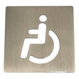 Señal Cartel Baño Cuadrado Discapacitado Aluminio Plateado