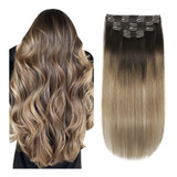 Extensiones Cabello Natural 100gr 16in 6pz Balayage Marrón A