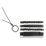 Pulseiras Masculinas Kit C/04 Pulseiras + 1 Colar