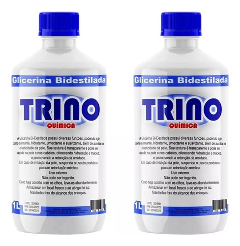 2 Litros Glicerina Bidestilada Usp Vegetal C/ Laudo 100% 