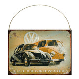 Cartel Chapa Publicidad Antigua Vw The Beetle Y Combi L228