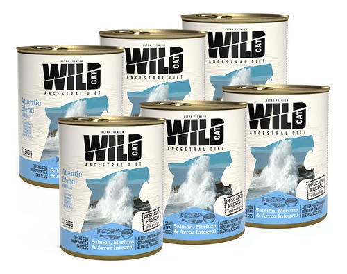 Wild Cat Adult Salmon, Merl & Arroz X340 Gr Pack X 6 Unid