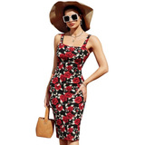 Vestido Midi Floral Ajustado Elegante Sexy Con Abertura