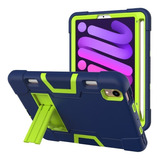 Funda Uso Rudo Con Base Para iPad Mini 6 Azul Con Verde