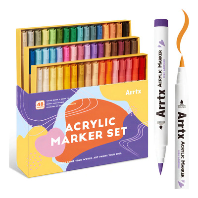 Plumones Marcadores Acrílicos Arrtx 48 Colores 1-6mm Nailon Suave Punta Pincel Artística Sobre Piedra Madera Vidrio Lienzo Y Otras Superficies Pintura Para Adultos y Niños | Meses sin interés