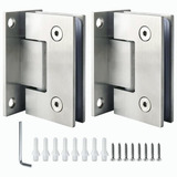 2pcs Bisagra Muro Vidrio Plata Para 8-12mm Puerta De Cristal