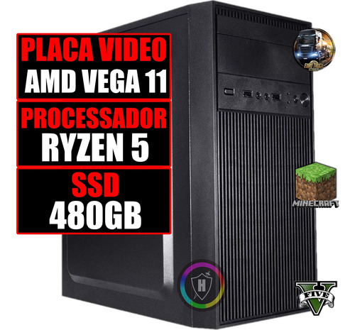 Pc Gamer Ddr4 - Ryzen 5 4.0ghz / Placa Radeon 2gb / 16gb Ram