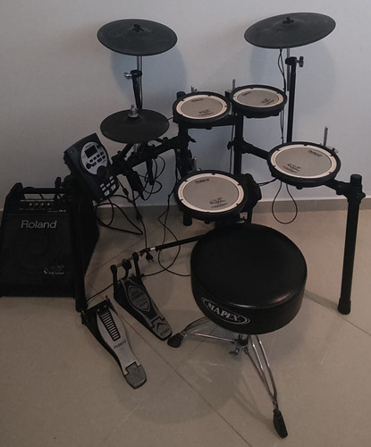 Bateria Roland Td11 Kv Pedal Duplo Iron Cobra + Cubo E Banco